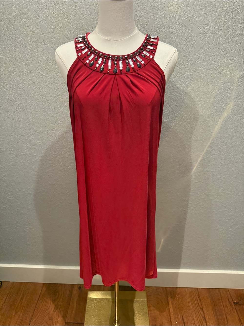 White House Black Market Embellished Hot Pink Sleeveless Shift Dress